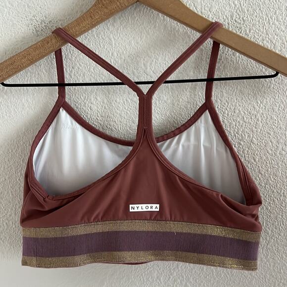 NYLORA Metallic Banded Y Back Sports Bra Medium - Picture 2 of 5